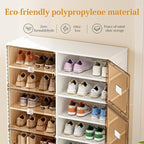 Foldable Shoe Rack Organizer for Entryway with Clear Magnetic Doors - Large Capacity Shoe Cabinet for Boots, Sneakers & All Shoes, Easy Assembly, White 6-Tier 24 Pairs