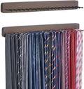 Mkono 2 Packs Tie Rack Wall Mounted Belt Hanger Holder Rustic Wood Tie Organizer for Men Closet Max up 20 Storage for Ties Belts Scarf