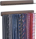 Mkono 2 Packs Tie Rack Wall Mounted Belt Hanger Holder Rustic Wood Tie Organizer for Men Closet Max up 20 Storage for Ties Belts Scarf