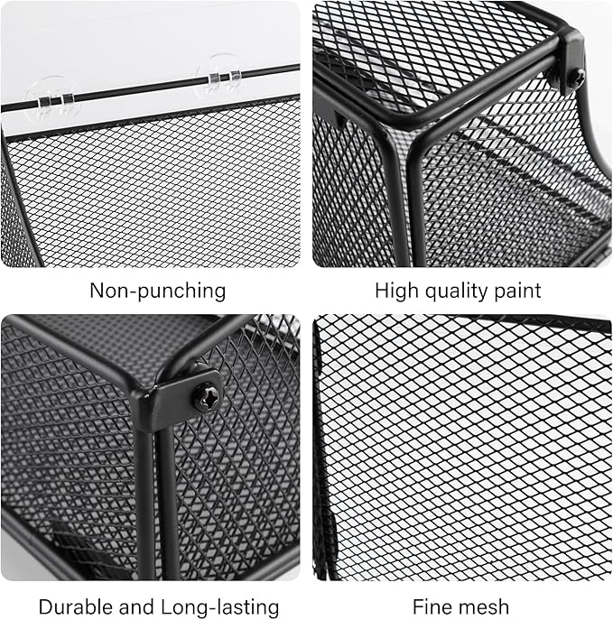 Toilet Paper Storage Basket, Metal Toilet Paper Holder, Self Adhesive Wall Mounted Bathroom Shelves with a Marker Pen, Home Organizers & Storage,Bathroom Decor and Accessories, Black