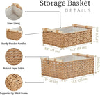 DECOMOMO Paper Rope Wicker Storage Basket, Back of Toilet Basket, Bathroom Organizer, Toilet Tank Tray, Countertop, Home Decor (Beige, Set of 2)