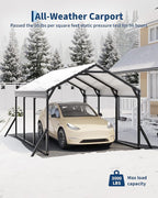Garvee 10x15x9 ft Metal Carport, Car Port with Reinforced Frame and Steel Roof for All-Weather Use, Permanent Shelter for Sedans, SUVs, or Boats