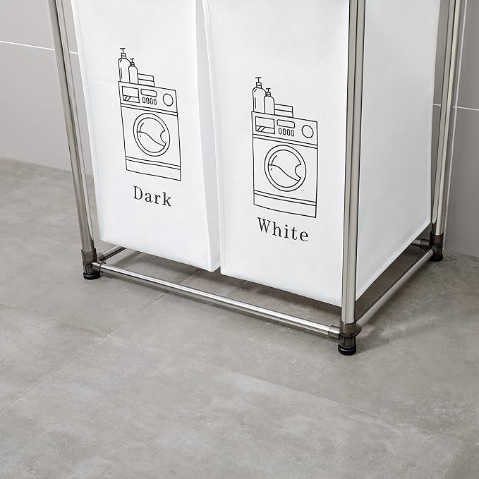 Laundry Hamper 2 Tier Laundry Sorter with 4 Removable Bags for Organizing Clothes, Laundry, Lights, Darks