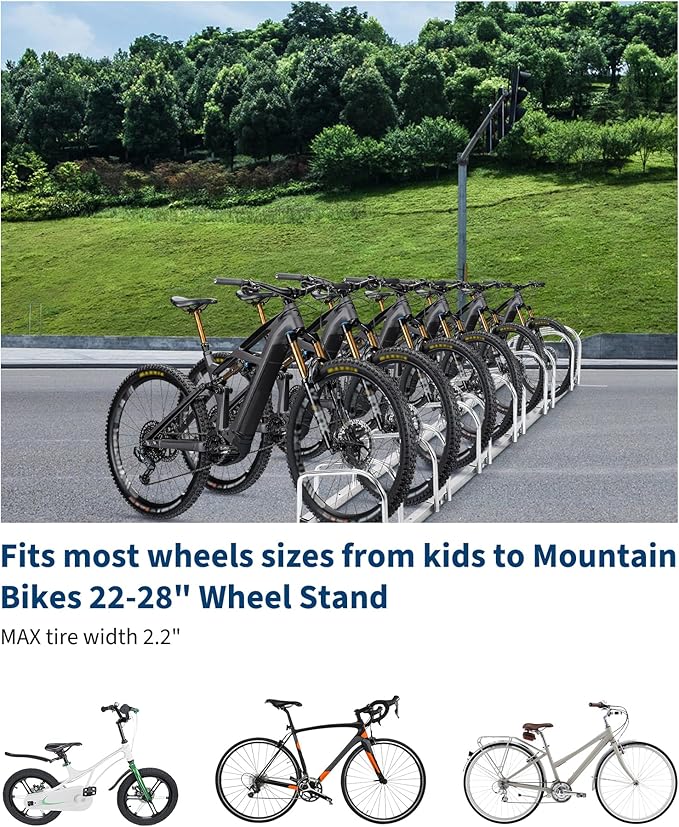 Freestanding Bike Floor Stand, Heavy Duty Bicycle Parking Rack for Garage Home Indoor Outdoor, Bike Storage Organizer Fits 22-28 Inch Wheels & 2.2 Inch Tire Width