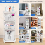 Laundry Sorter Cart, 3 Tier Laundry Hamper for Wash Clothes Storage Basket Organizer Shelf, Bathroom Rolling Cart Utility Storage Organizer Shelf for Kitchen Living Room Bathroom Laundry Room