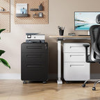 DEVAISE 3-Drawer File Cabinet, Thickened Metal Mobile Filing Cabinet with Lock, Under Desk Cabinet for Home Office, fits A4/Letter/Legal Size, Fully Assembled, 20" D x 15.8" W x 25" H, Black