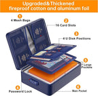 DocSafe 5200°F Document Organizer with Lock,Upgraded Heat Insulated Fireproof＆Waterproof Box 8 Layers File Organizer,Portable Home Travel Safe Storage for Important Documents, Files,Blue (Soft)