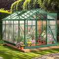 6x10 FT Greenhouse for Outdoors,Greenhouse with Roof Vent,Lockable Push Door,Aluminum Large Walk-in Green House for Outside Garden Backyard, Patio, Lawn (Green)