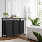 Simple Houseware 3-Section Laundry Sorter with Tabletop Shelf, 3 Pull-Out 10-Gallon Hampers, Metal Frame Laundry Organizer for Bedroom, Bathroom, Rustic Brown