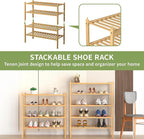 5 Tier Bamboo Shoe Rack for Closet Free Standing Wood Shoe Shelf for Entryway Small Space Stackable 27"x11"x33" (Natural)