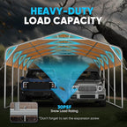 Quictent 20x20 ft Metal Roof 2 Car Carport Kits Hard Top Garage Heavy Duty Steel Car Canopy, White