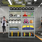 Giantex 5-Tier Storage Shelves Set of 2, Height Adjustable Metal Storage Utility Rack Shelf with Anti-Tipping Device, Heavy Duty Garage Shelving for Warehouse, Basement, 35.5" x 12" x 72", Grey