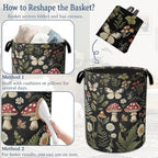 Red Mushroom Laundry Basket,Foldable Oxford Cloth Butterfly Plant Herb Laundry Hamper With Handle, 20.8"x16" Portable Clothes Storage Basket Bag for Laundry Room/Bathroom/Bedroom/Dormitories