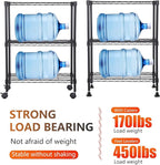 BestOffice | 3-Tier Wire Storage Shelves with Wheels | 23x13x31 | Black | Adjustable Racks | Heavy-Duty Metal Shelf, Holds Upto 170 lbs | No-Tool Assembly | Ideal for Home & Garage Shelving