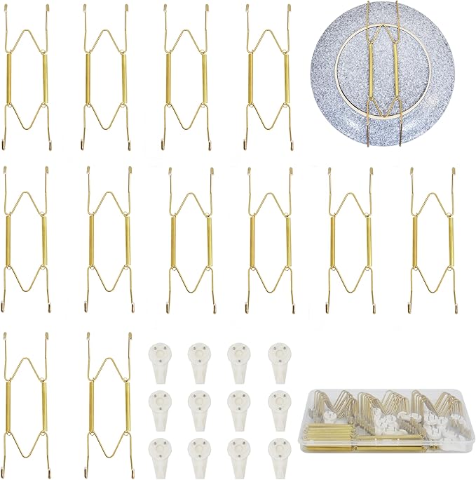 6 Inch Plate Hangers 12 Pack Plate Hangers for The Wall Suitable for 6-7.5 Inch Plate Wall Hangers for Display Invisible Decorative Plate Hooks for Hanging