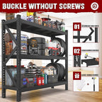 67" W Garage Shelving 4000BS Garage Shelving Heavy Duty Storage Shelves, 3 Tier Metal Shelves, Adjustable Industrial Shelf for Warehouse, Basement, Pantry 63.0" H x 67" W x 19.7" D