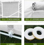 20' X 10' 7' Gardening Hot House, Steel Frame, Zippered Mesh Door, Enhance Plant Care, White Large Walk-in Tunnel Greenhouse, 20'x10'x7', Galvanized 8 Windows,