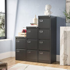 4 Drawer File Cabinet, Filing Cabinets for Home Office, Metal Vertical File Storage Cabinet with Lock, Locking File Cabinet for A4 Legal/Letter, 15" W x 17.7" D x 50.1" H, Assembly Required