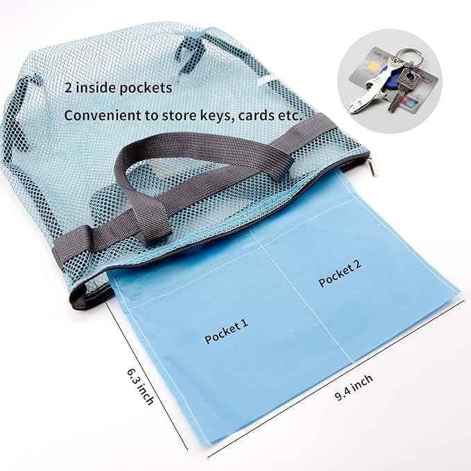 Mesh Shower Caddy Bag Portable Hanging Toiletry and Bath Organizer with Zipper for Travel, Gym, Camping, College Dorms, Beach