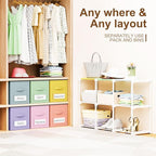 Geelin 9 Cube Toy Storage Organizer with Fabric Bins and Labels, 11 Inch Collapsible Colorful Cubby Storage Drawers Pastel Dresser with Shelf for Playroom Nursery Closet Bedroom Dorm