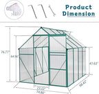 6X8FT Greenhouse for Outdoor, Polycarbonate Greenhouse with Raised Base and Anchor, Heavy-Duty Walk-in Green House with Adjustable Roof Vent and Gutter System for Patio,Backyard (Green, 6X8 FT)