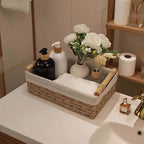 Toilet Paper Storage, Boho Bathroom Decor Woven Basket with Handle Toilet Paper Basket for Organizing Bedroom Living Room Kitchen Storage and Shelf, 2 - Piece Set (Large & Medium)