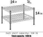18" Deep x 24" Wide x 14" Height Wire Shelving Kit | 2-Tier | NSF Commercial Storage Rack Unit
