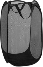 DecorRack 1 Pack Mesh Pop Up Laundry Hamper, Lightweight Foldable Clothes Basket with Easy Carry Handles, Durable Mesh Design for Air Circulation and Simple Storage, Black (1 Pack)