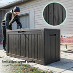 EasyUp 90 Gallon Deck Boxes Waterproof, Outdoor Large Storage Boxes with Lids, Outside Resin Storage Box & Deck Boxes for Patio, Garden Use(Black)