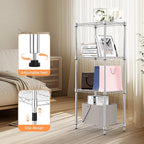 4 Tiers Shelf Metal Storage Shelves Wire Rack Closet Organizers with Wheel for Garage Kitchen Bathroom Laundry Chrome 11.8" D x 17.7" W x 41.9" H