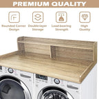 Royxen Laundry Countertop with 2-Tier Shelf Universal Fit, Washer and Dryer Countertop with Storage Space, Shelf Height 11.5 Inches, Solid Wood Core, White Oak