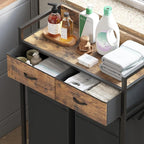 Laundry Sorter with 2 Drawers, 100L with Pull-Out Removable Laundry Bags, Laundry Hamper Baskets with 2 Section and Wheels, Rustic Brown and Black