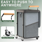 150L (40 Gal) Extra Large Fashion Laundry Basket with Wheels, Rolling Basket Hamper with Handle, Organizer Storage Cart with Sturdy Metal Frame for Laundry Room - Gray