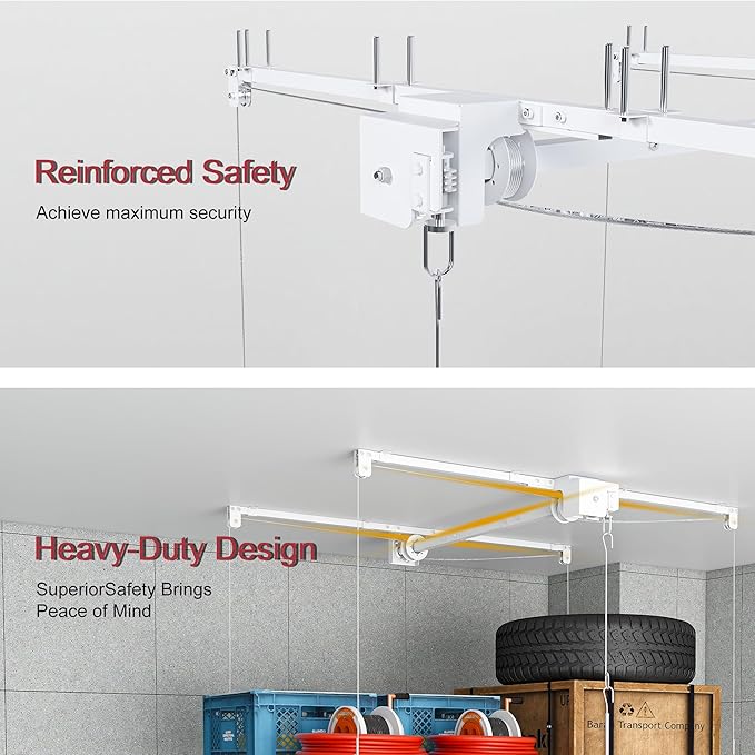 3x6 FT Overhead Garage Storage Rack for Ceilings, Heavy-Duty Metal Adjustable Ceiling Storage Racks with Safety Lock, 270LBS Mounted Rack, All-Steel Garage Organizer (3x6 FT)
