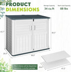 Greesum Outdoor Storage Shed 34 Cu Ft with Lockable Doors, Waterproof Outdoor Storage Cabinet for Trash Cans, Patio Cushions, Gardening Tools with Wood Grain Finish (Beige)