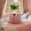 Modern Granny Small Cotton Rope Laundry Basket 16x10 Inch Dual Secure Woven Handle for Living Room Closet Clothes Blanket Organization
