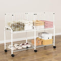 FOLLOWIN Rolling Laundry Cart with Wheels,76L Laundry Hamper Sorter Trolley with Extra Shelf,2 Removeable Collapsible Wire Storage Basket
