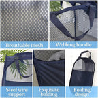 AQQA 9 Pcs Mesh Popup Laundry Hamper Set, Black/White/Blue, Durable Handles, Foldable, Sturdy Mesh Construction, Ideal for Kids, Teens, Adults, College Dorm, Camping, Hotel, Travel (Pack of 2)