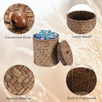 Sumnacon Wicker Laundry Pods Container with Lid, Natural Seagrass Pod Holder for Laundry Room Organization, Farmhouse Detergent Dispenser, Countertop Storage Basket Jars for Dryer Ball Laundry Sheets