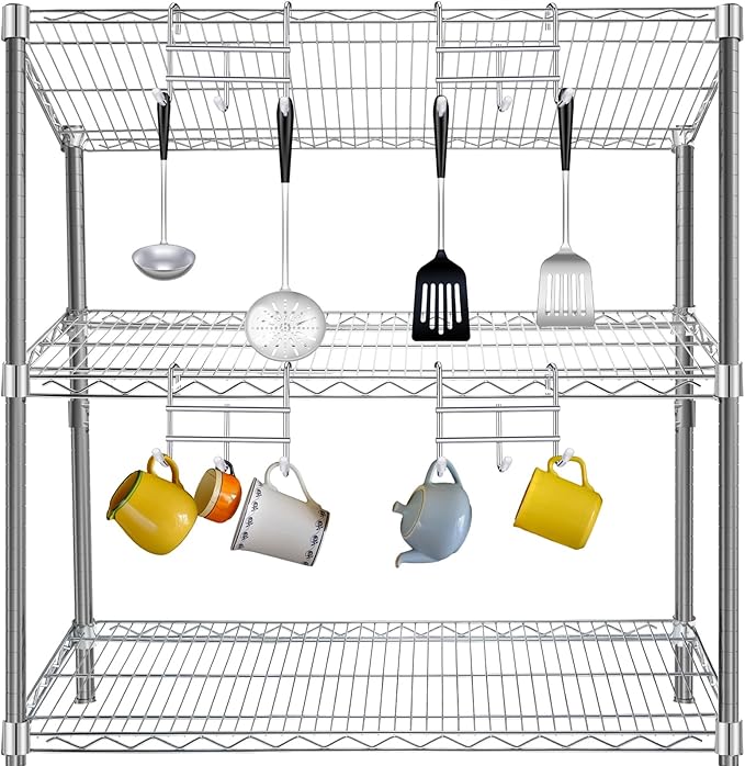 2 Pack Additional Wire Shelf for Wire Shelving Units Chrome Finish Shelving Weight Capacity 600-800 Lb, Heavy Steel Industrial for Warehouses, Closets, Kitchen(Sliver,14" W X 36" L)