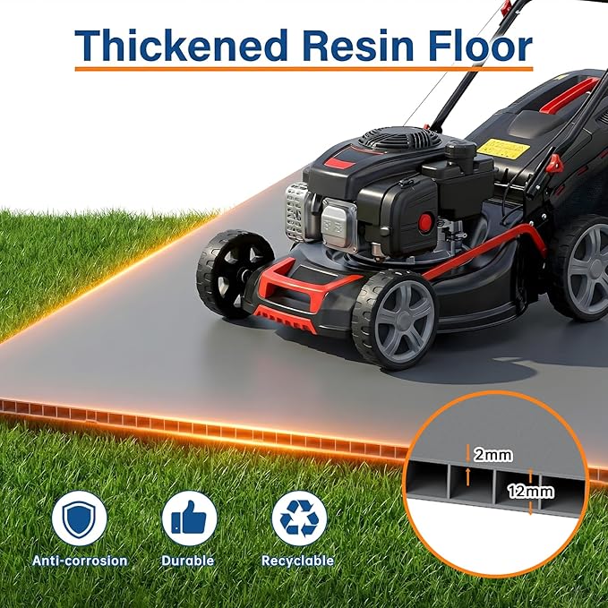 LARBANKE 6×4FT Waterproof Outdoor Storage Shed with Floor and Slop Roof,Garden Storage Tool Shed with Lockable Door&Window,Resin Shed with Ramp&Vent Suitable for Patio,Backyard,Garden,Lawn,Gray