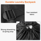Laundry Bag Backpack Durable Laundry Bag with Shoulder Straps and Mesh Pockets Portable Laundry Dirty Clothes Hamper Bag for College Dorm (Black)