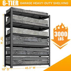 6 Tier Extra Tall & Wide Heavy Duty Garage Shelving, Metal Shelving Unit, Adjustable Garage Storage Shelves for Warehouse, 45.3" W x 18" D x 78" H