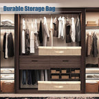 Underbed Storage Containers Bin with Lids (Set of 2) Large Under Bed Storage Organizer Box with Handle, Foldable Under the Storage Bags for Organizing Clothes, Shoes, Blankets, Pillows-Khaki