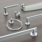 Gatco 5456 Locke Glass Shelf, 20”, Chrome/Wall Mounted 20.13" X 5.38" Tempered/Floating Rectangle Glass Shelf for Bathroom