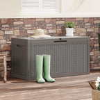 Outdoor Storage Box, Resin Deck Boxes Indoor and outdoor, Waterproof Storage Box Lockable Lid (Grey,70 Gallon)