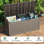110 Gallon Deck Box Outdoor, Waterproof Outdoor Storage Boxes with Lids, Outside Resin Lockable Storage Box for Patio Cushions, Garden Tools(Grey)