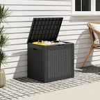 Outdoor Storage Box, Resin Deck Boxes Indoor and outdoor, Waterproof Storage Box Lockable Lid (Black,32 Gallon)