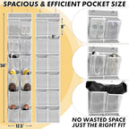 Simple Houseware 24 Pockets - 2PK 12 Large Pockets Over Door Hanging Shoe Organizer, Grey