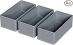 3 PACK Drawer Organizer Clothes，drawer Divider， Dresser Drawer Storage for Sock, Underwear, Bra，Panties，Belt, Tie, Stockings, Leggings & Accessories (Grey)